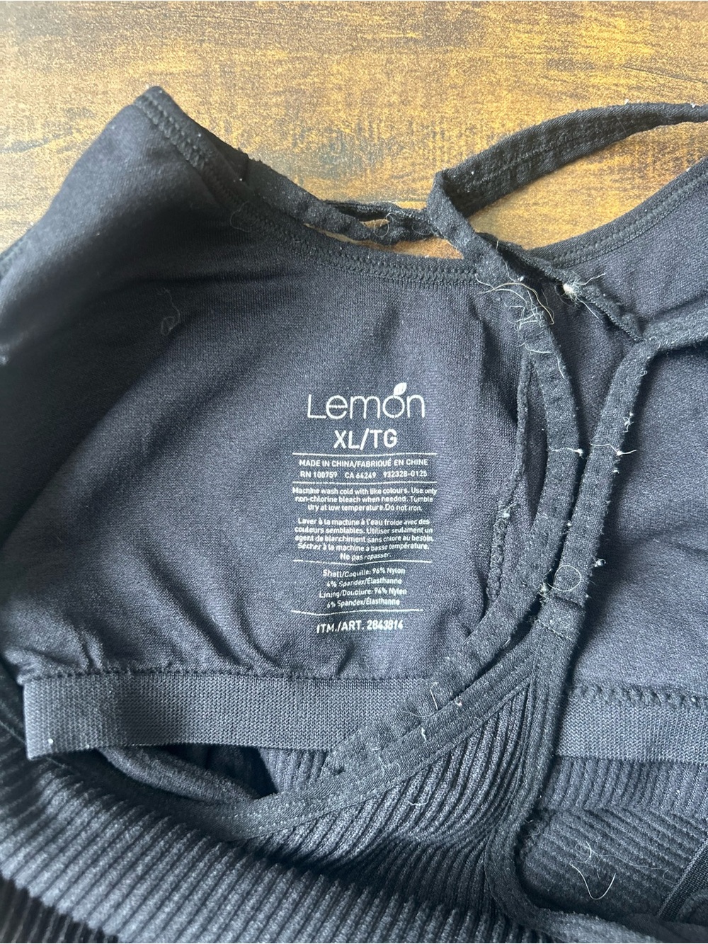 Lemon Ribbed Crossback Bralettes - Black & Gray - Picture 4 of 4